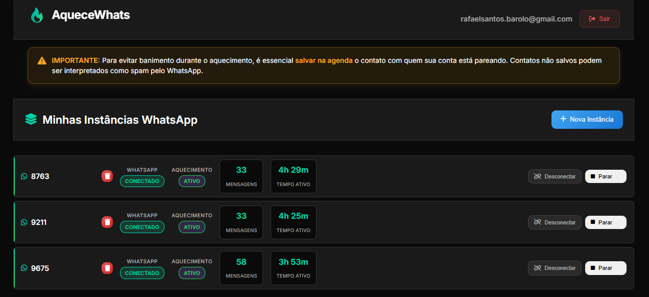 AqueceWhats Dashboard